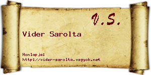 Vider Sarolta névjegykártya